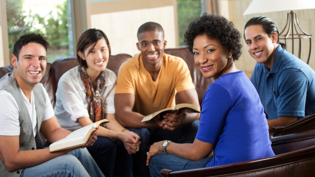 image of young adults having Bible study